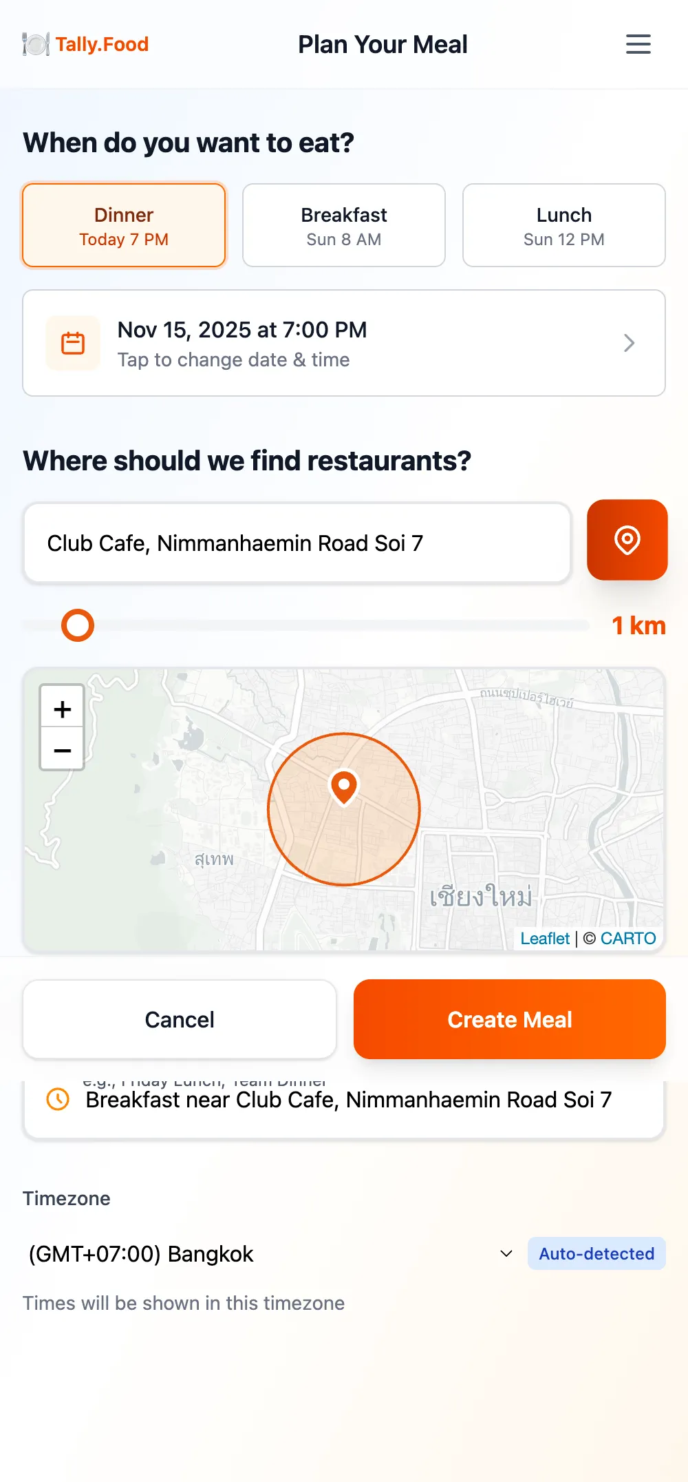 Plan a meal in seconds